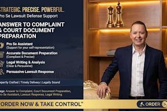 write answer to complaint court document for  legal assistance