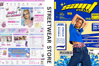 create streetwear shopify website for clothing brand store and y2k fashion