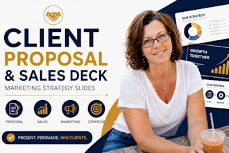 client proposal presentation, sales deck, marketing strategy slides design