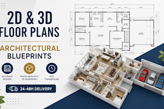 create architectural 2d floor plan, 3d floor plan