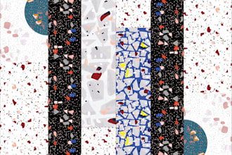 design custom art deco terrazzo floor and wall backsplash pattern
