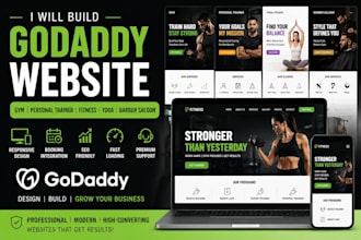build godaddy gym personal trainer fitness workout  yoga barber saloon website