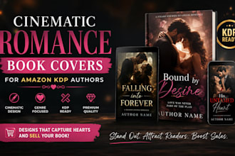 design cinematic ai romance book covers for amazon KDP authors