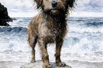 create art watercolor pet animal portrait