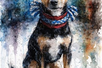 create art watercolor pet animal portrait