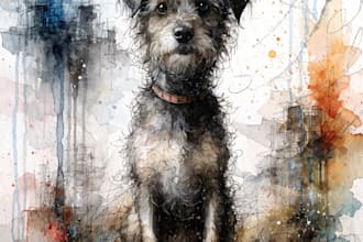create art watercolor pet animal portrait
