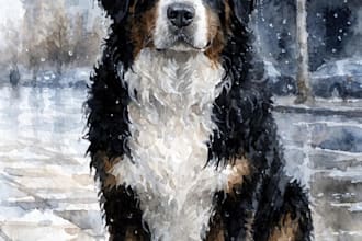 create art watercolor pet animal portrait