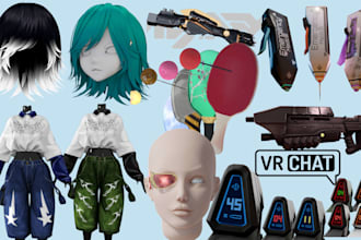 design vrchat outfit props weapons assets wears game accessories for your avatar