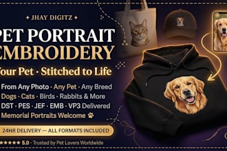 digitize your pet portrait photo into an embroidery file dst pes jef