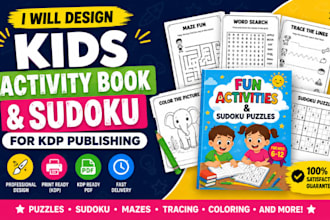 design kids activity book and sodoku puzzle for KDP