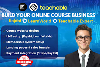 design kajabi learnworlds teachable online course website