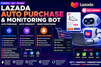 develop shopping monitor bot for walmart target popmart shopee and lazada
