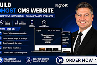 build ghost cms website ghost theme customization, email automation integration