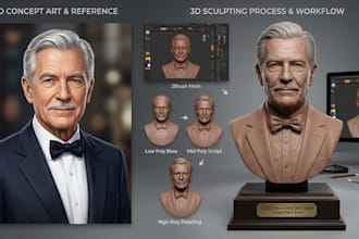convert 2d image to 3d printable model 3d realistic head bust for 3d printing