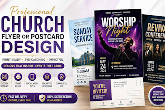 design church flyer, event poster and church social media graphics