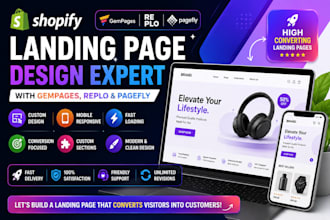create shopify landing page with gempages pagefly or replo
