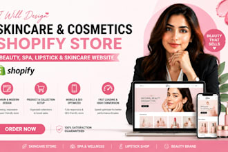 skincare cosmetics store beauty website skincare, spa, lipstick shopify store