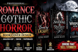 design romance book cover, gothic book cover, horror book cover, amazon KDP