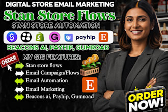 setup, design and upload products to your stan store esty SEO listing gumroad
