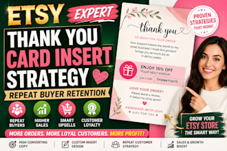 do etsy thank you card insert strategy repeat buyer retention upsell growth