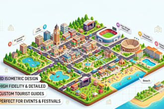 draw unique vector map or isometric map