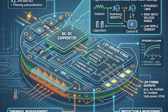 design led driver pcb with dc converter