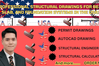 create structural drawings for beam, slab and foundation in USA