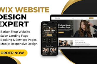 design wix barber shop website, design wix salon landing page
