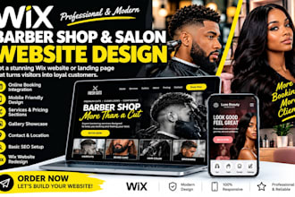 design wix barber shop website, design wix salon landing page