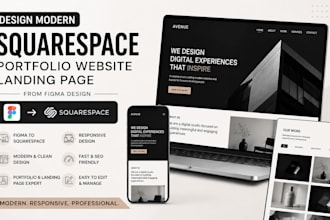 design modern squarespace portfolio website landing page from figma design