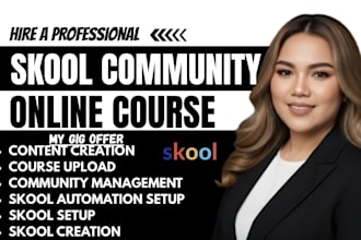 create your skool community online course content and automation setup