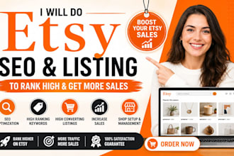 do etsy seo, etsy product listing, etsy store setup and sales growth