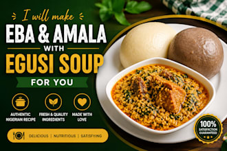 make eba and amala with egusi soup for you