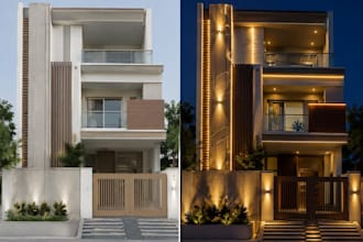 create realistic 3d exterior rendering and facade lighting