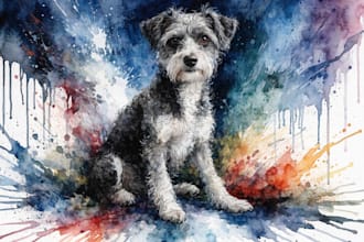 draw watercolor pet portrait