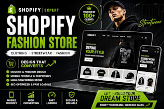 design shopify fashion store, clothing website, streetwear store