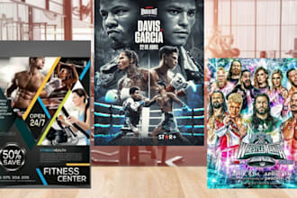 design sports fitness gym MMA boxing wrestling wwe fight club flyer poster