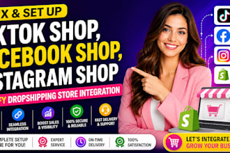 fix setup tiktok shop, facebook shop, instagram shop shopify store integration