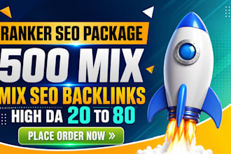 500 mix SEO backlinks package high da 20 to 80 links