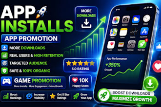 do mobile app installs, reviews, and downloads promotion for apps and games