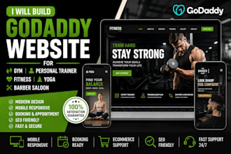 design godaddy fitness yoga studio wellness coach meditation cms booking website