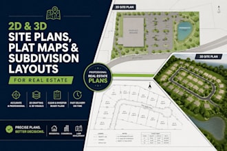 create 2d and 3d site plans, plat maps and subdivision layouts for real estate