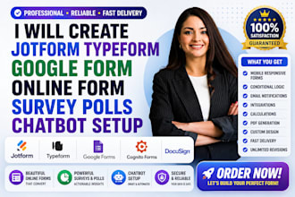 create jotform typeform google form online form  survey polls chatbot setup