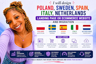 design poland sweden spain italy netherlands landing page or website migration