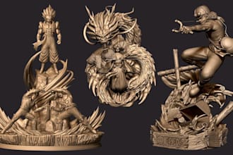sculpt 3d anime figure model action figure 3d statue 3d toys stl for 3d printing