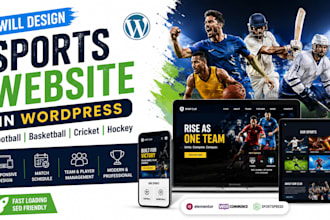 design italian sport website landing page basketball football cricket hockey
