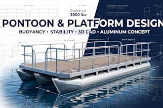 pontoon platform sizing buoyancy and stability weight layout aluminum and 3d cad