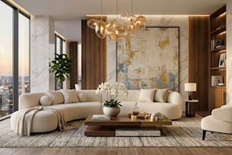 redesign living room, bedroom, kitchen interior, full 3d concept and furniture
