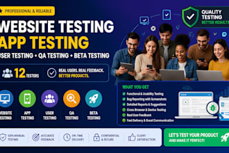 website testing, app testing, user testing, qa testing, 12 testers, beta testing