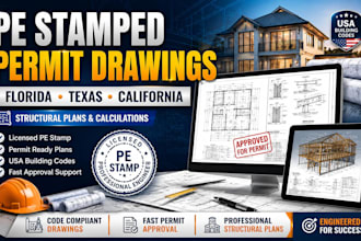 do permit drawings with licensed pe stamp for florida texas and california USA
